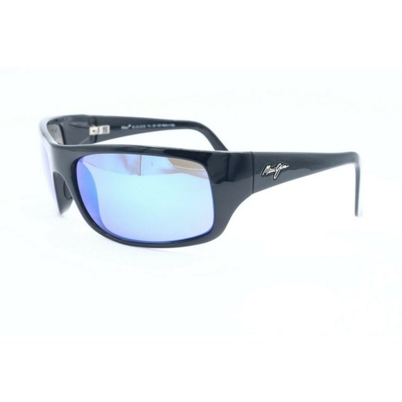 Maui Jim Peahi MJ 202-02 Square Black Sunglasses Blue Polarized Lenses 65mm - Picture 1 of 6